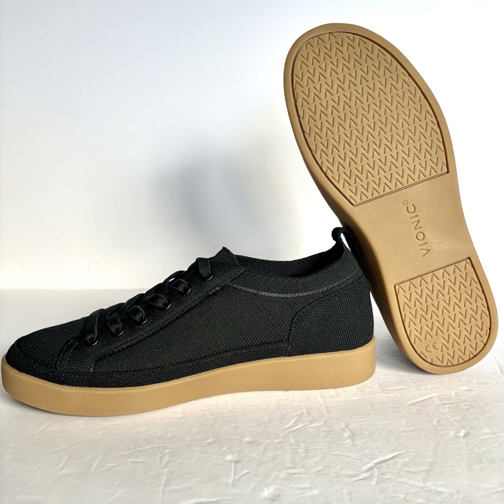 NEW Vionic Winny Knit Black Tan Slip-on Sneaker Women US 8 EU 38.5 Infinity Lace